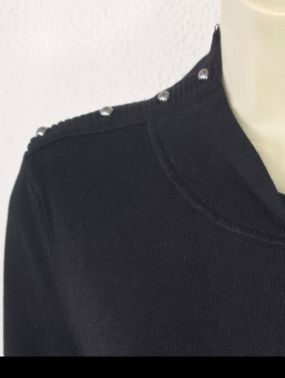 White House Black Market Dress Knit Assymetrical Neckline Black Size M - Picture 7 of 12